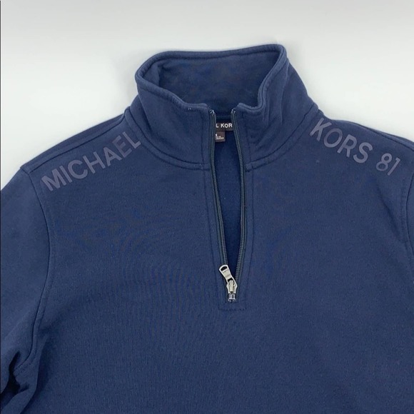 Michael Kors Mens Navy Blue 1/4 Zip Sweater Size Small - Picture 2 of 7